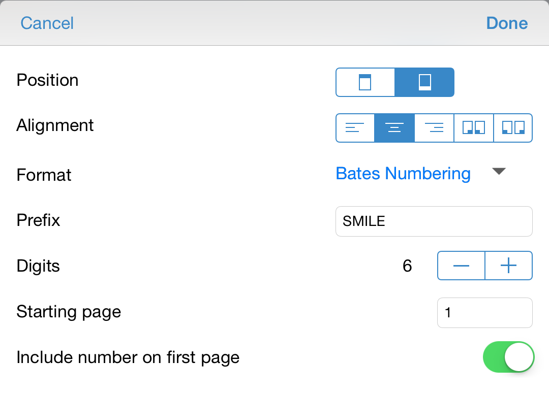 Page Numbering Options