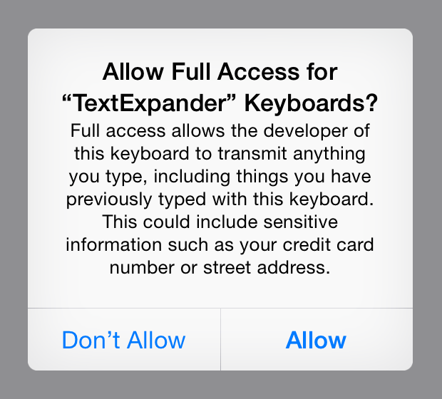 Full Access Warning Dialog