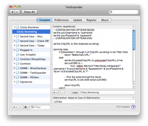 Clicky Snippet In TextExpander 